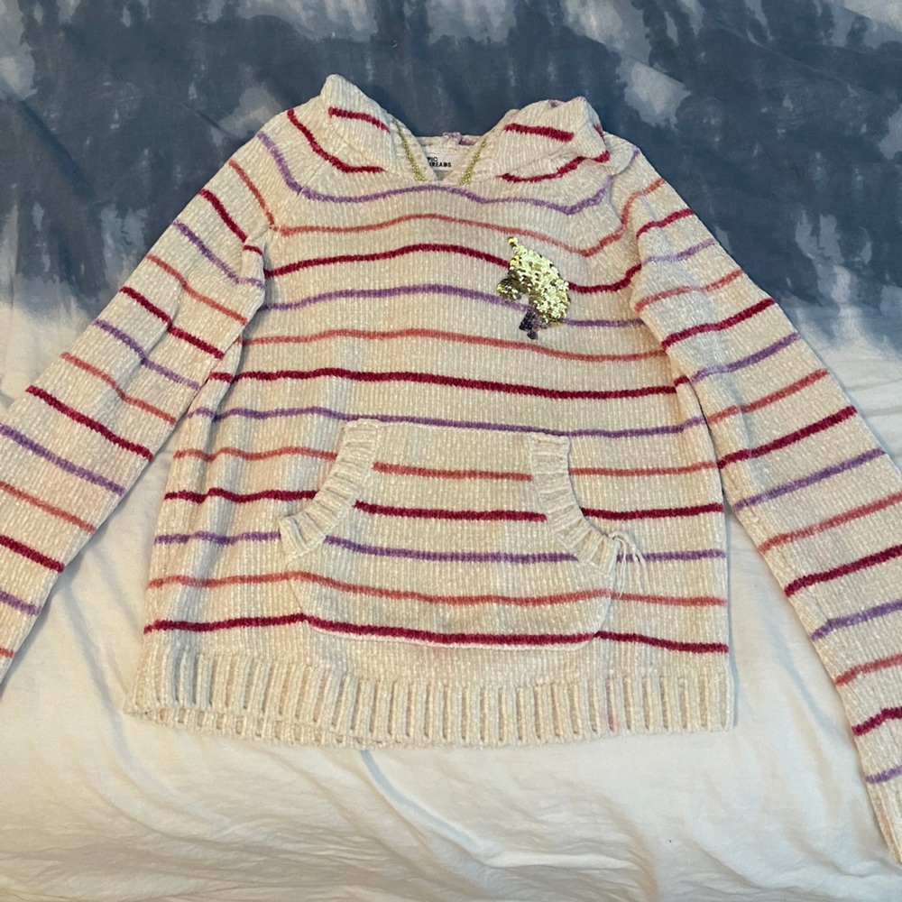 Kids Velvet Wool Unicorn Reversible Sequin Hoodie Sweater